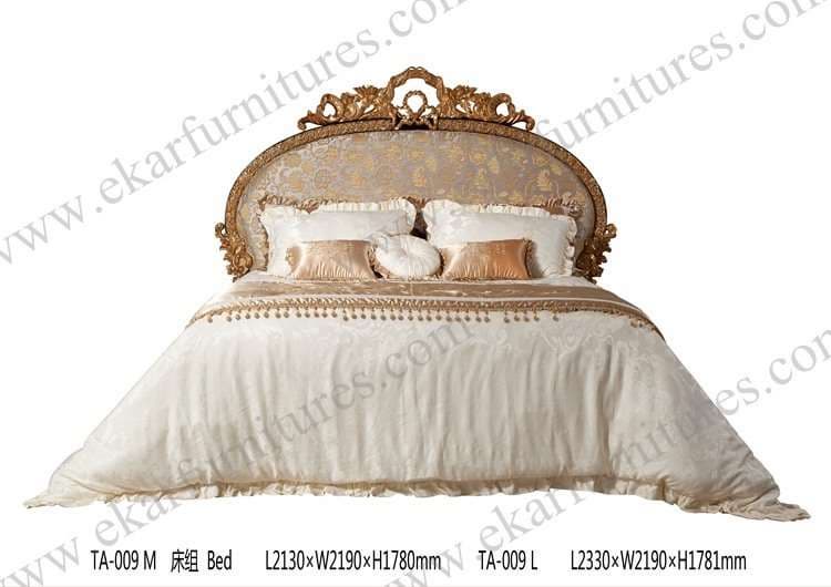 Carved bedroom antique Rococo Ornate bed padded headboard be